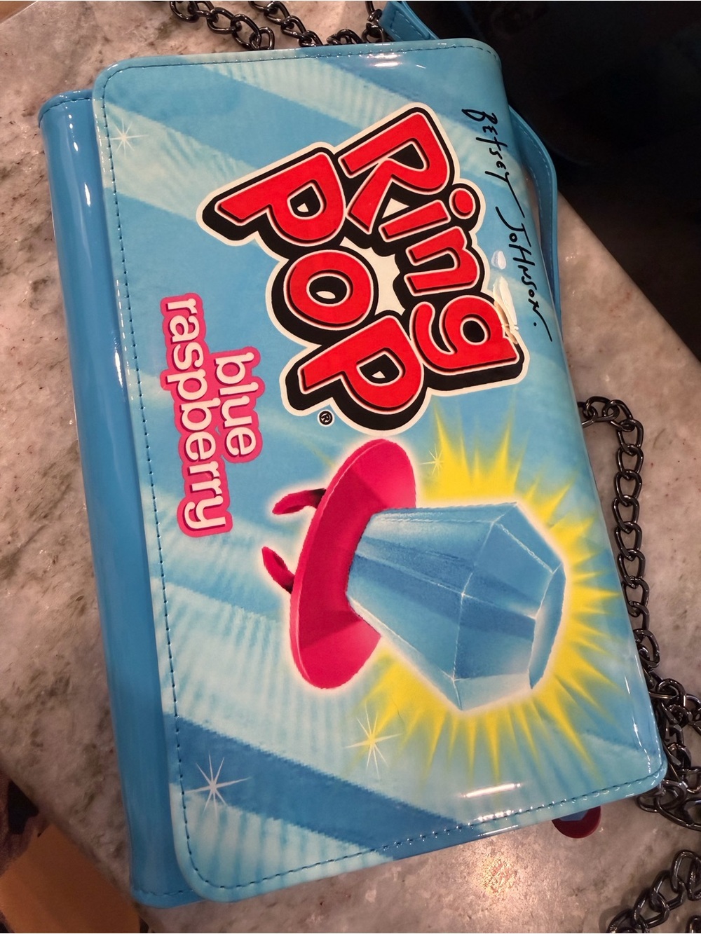 Betsey Johnson Blue Raspberry Ring Pop Crossbody Bag